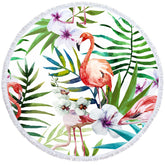 Lofaris Flamingo Hawaii Style Summer Vibe Round Beach Towel